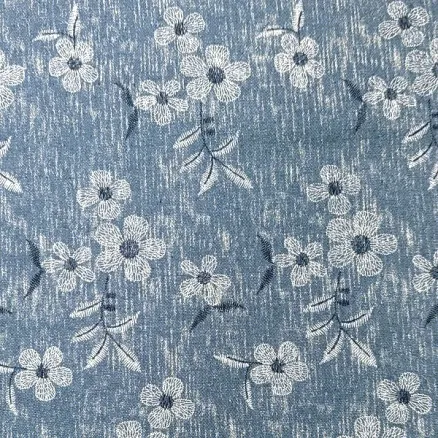 Denim Kangas 145cm 60 Kukat - 50cm
