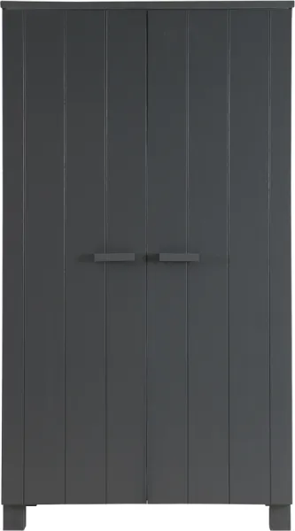 Dennis, Vaatekaappi, tummanharmaa, H202x55x111 cm, mänty