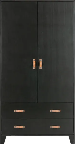 Dian, Vaatekaappi, musta, H180x40x94 cm, mänty