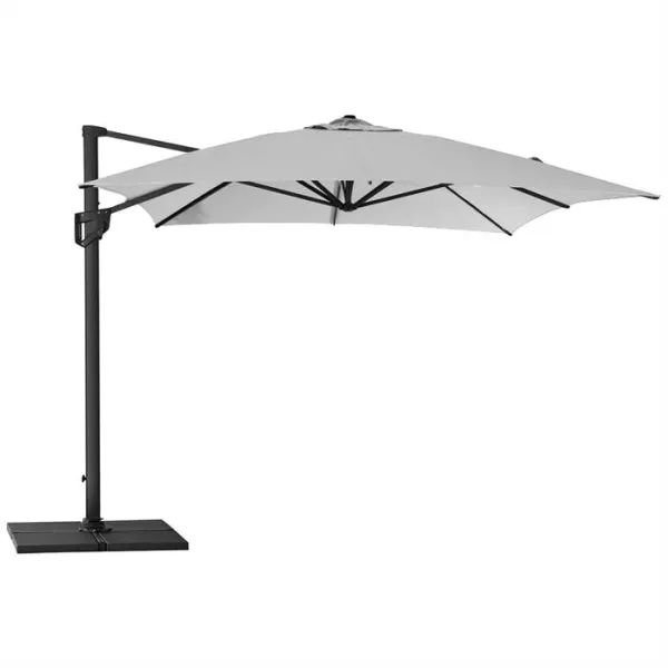 Cane-Line Hyde Luxe -aurinkovarjo jalustalla - 3x4 m - Alumiinia, vaaleanharmaa kangas