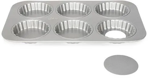 Patisse Silvertop piirakkavuoka 6 kappaleelle 38,5 x 24,5 x 2,5 cm - Hopea